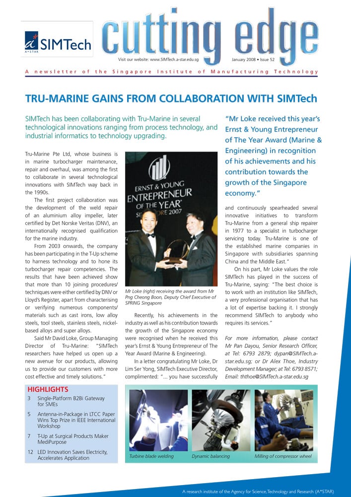 Tru-Marine gains from collaboration with SIMTech